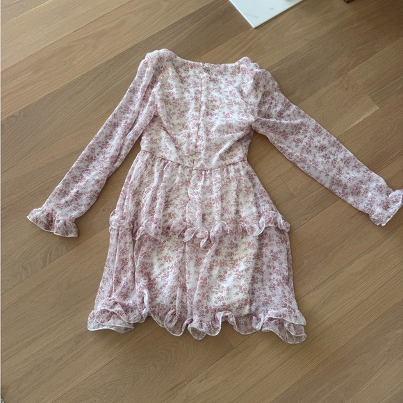 NWOT: Pink Floral V-Neck Ruffle Dress - Picture 5 of 5